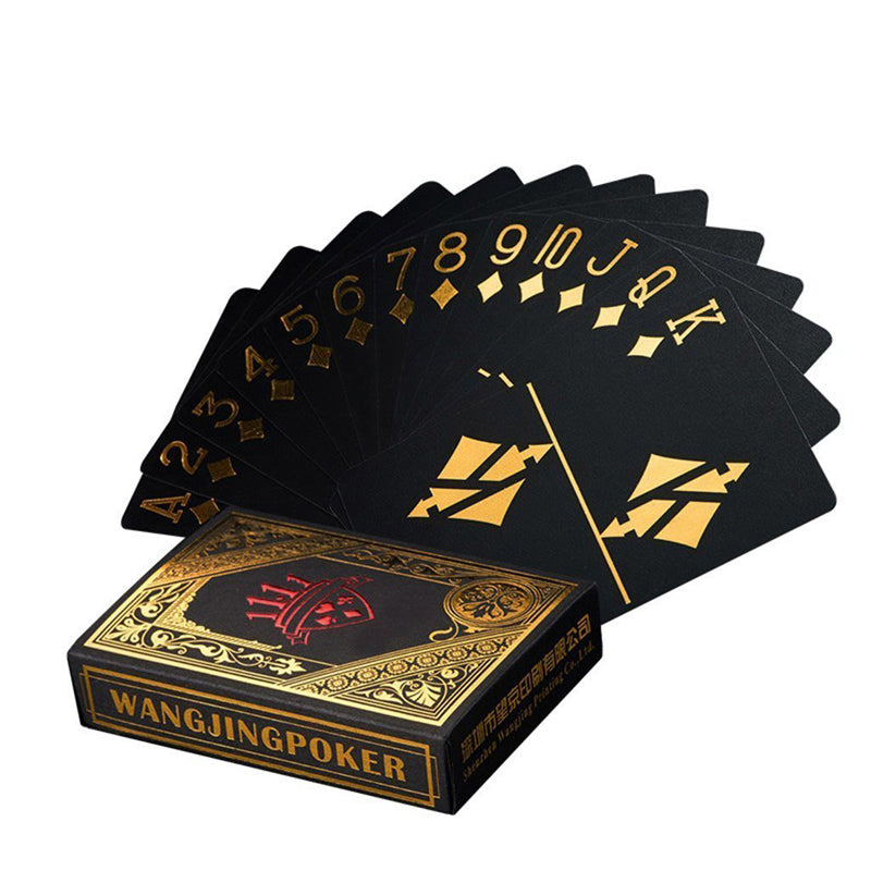 Cartes à jouer noires, cartes étanches avec motif cube au dos des cartes,  jeu de cartes avec boîte pour jeu de cartes, magie et fête