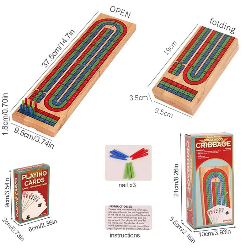 Cribbage - Juego de estrategia con pista de madera plegable